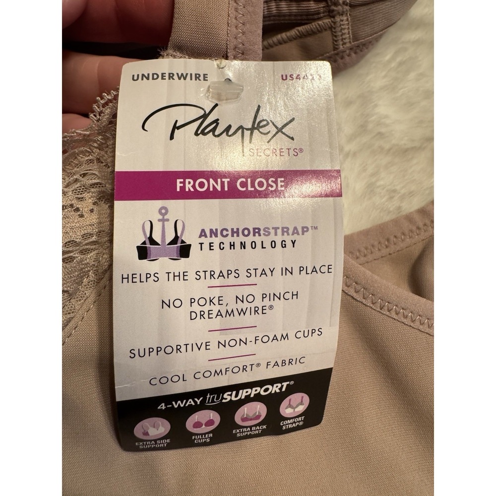 New Playtex 4423 Secrets Bra Dreamwire Front Close Anchorstrap Beige Nude 48D - Picture 10 of 11